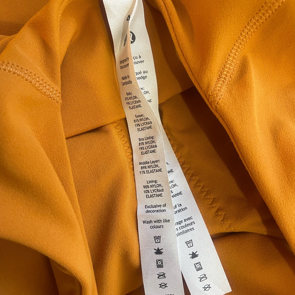 Lululemon Align Bodysuit,shorts,orange,mustard, Size 8 - Picture 6 of 9